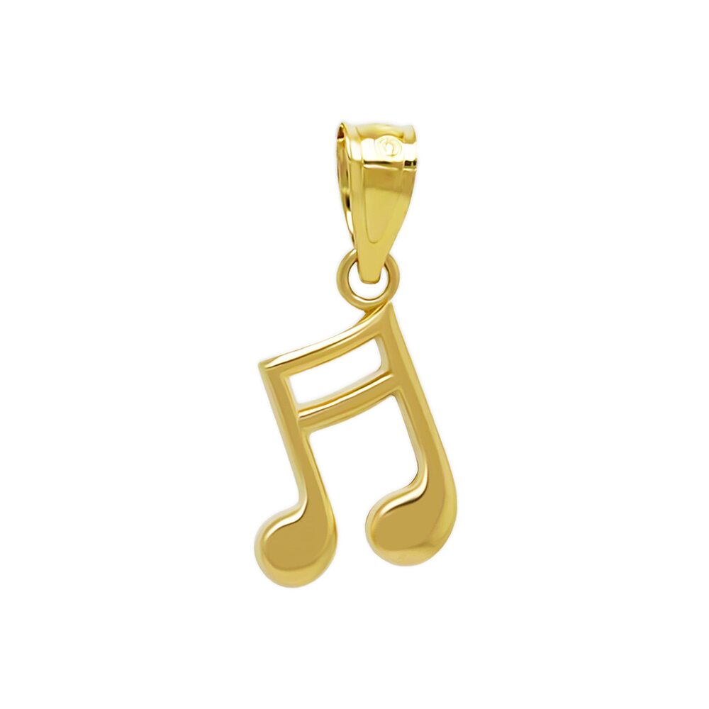8707 Gold Music Note Charm - 10 Karat Solid Gold - Music Jewelry Necklace